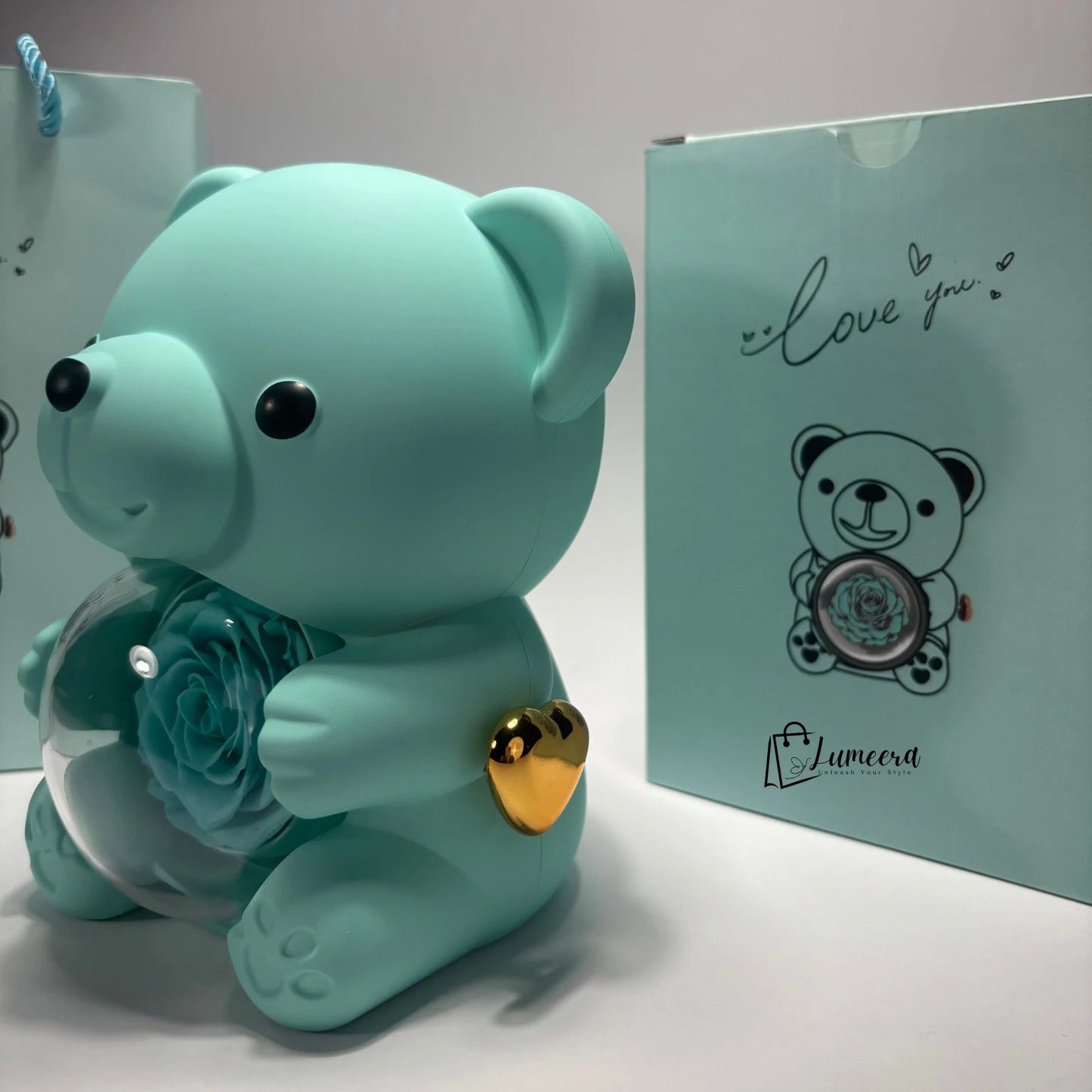 OceanSoul Teddy Bear Preserved Flower Jewellery Gift Box