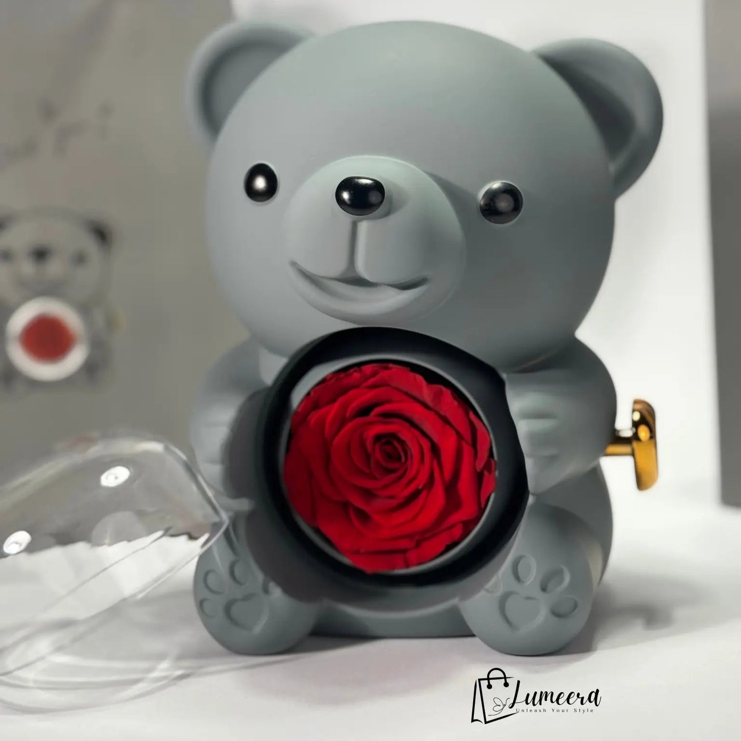Eternal Romance Bear Preserved Flower Jewellery Gift Box