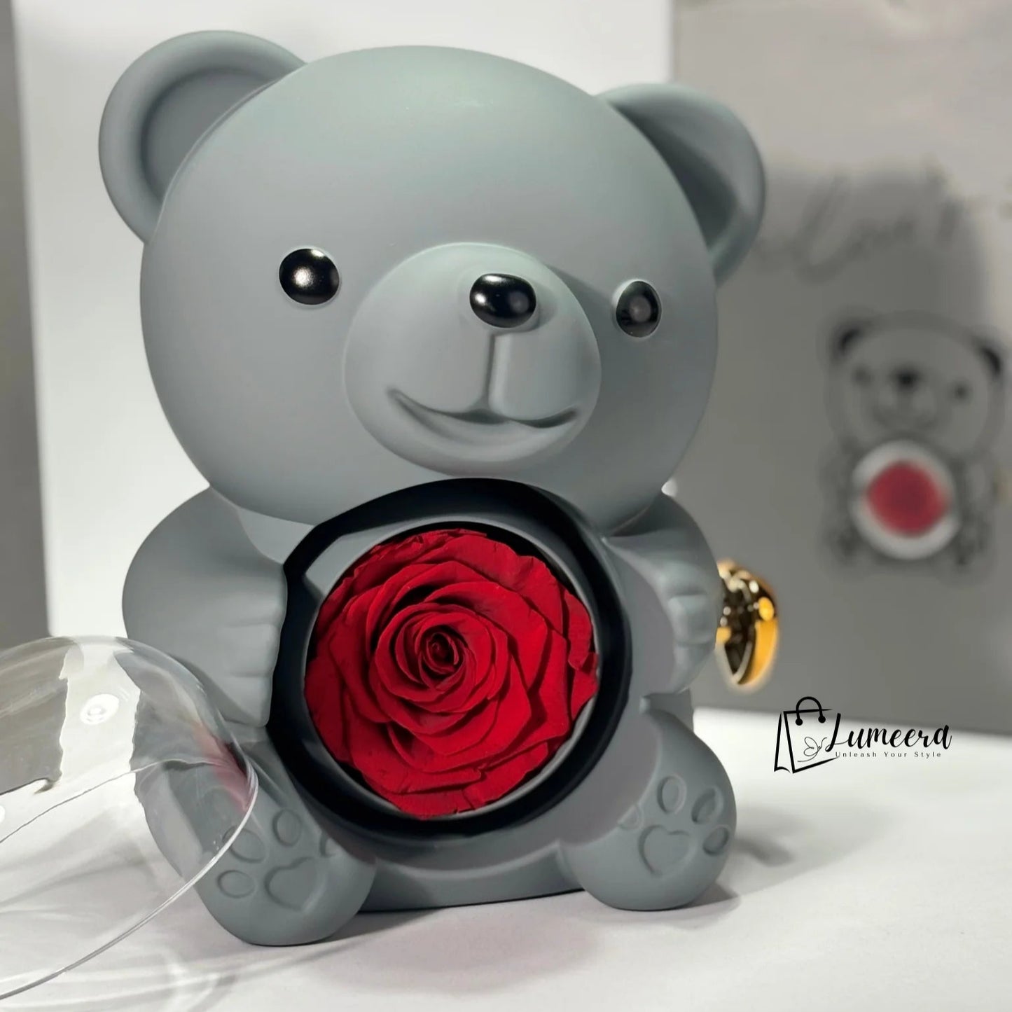 Eternal Romance Bear Preserved Flower Jewellery Gift Box