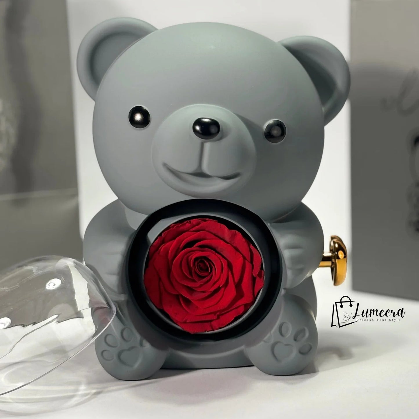 Eternal Romance Bear Preserved Flower Jewellery Gift Box