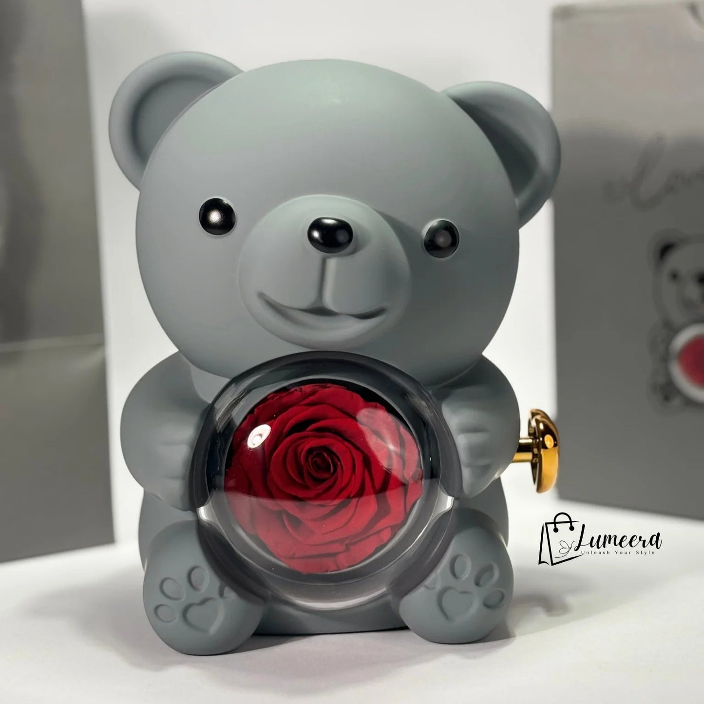 Eternal Romance Bear Preserved Flower Jewellery Gift Box