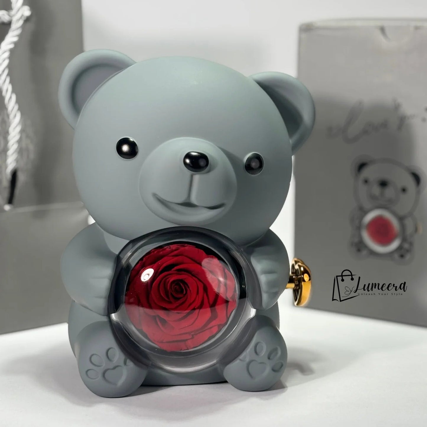 Eternal Romance Bear Preserved Flower Jewellery Gift Box