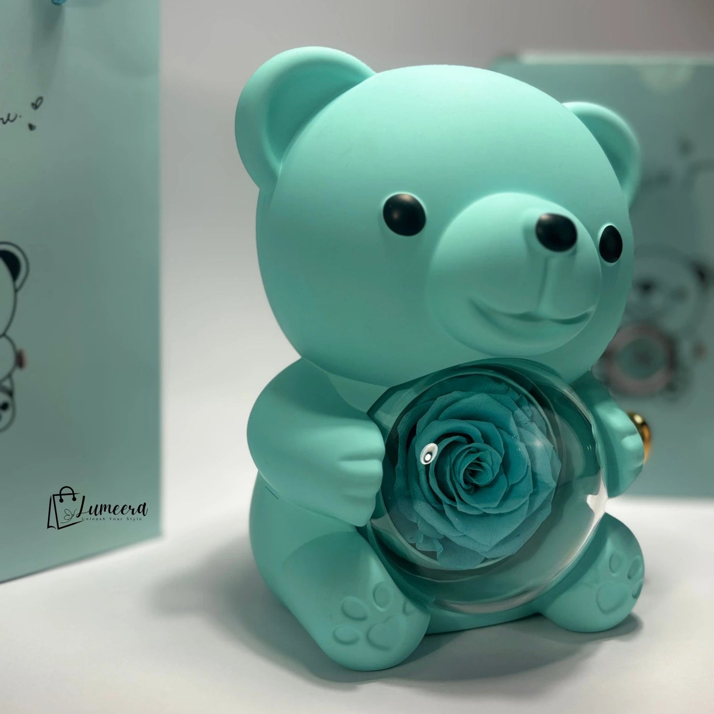 OceanSoul Teddy Bear Preserved Flower Jewellery Gift Box