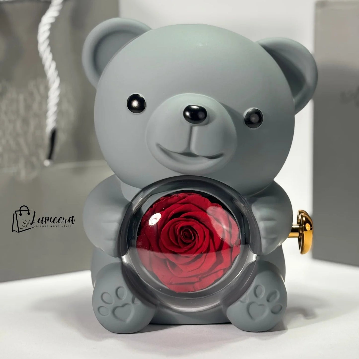 Eternal Romance Bear Preserved Flower Jewellery Gift Box