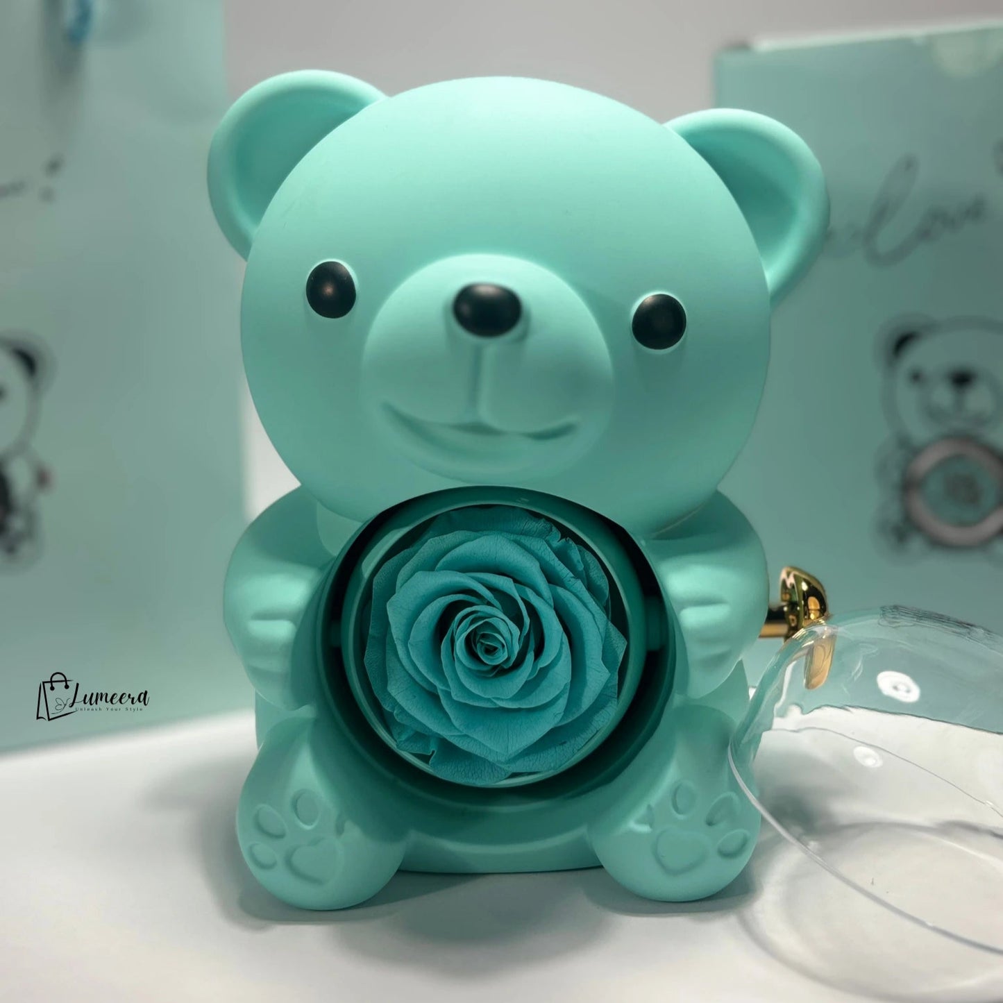 OceanSoul Teddy Bear Preserved Flower Jewellery Gift Box
