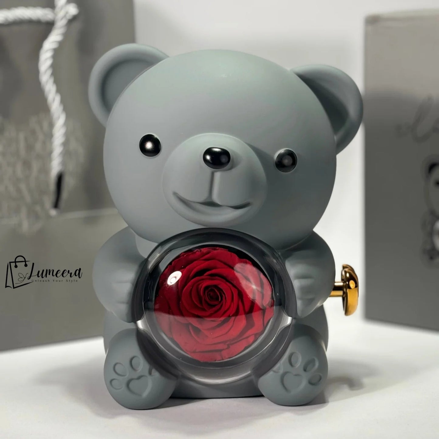 Eternal Romance Bear Preserved Flower Jewellery Gift Box