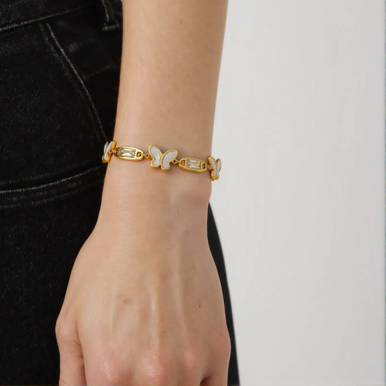 Golden Butterfly Crystal Bracelet