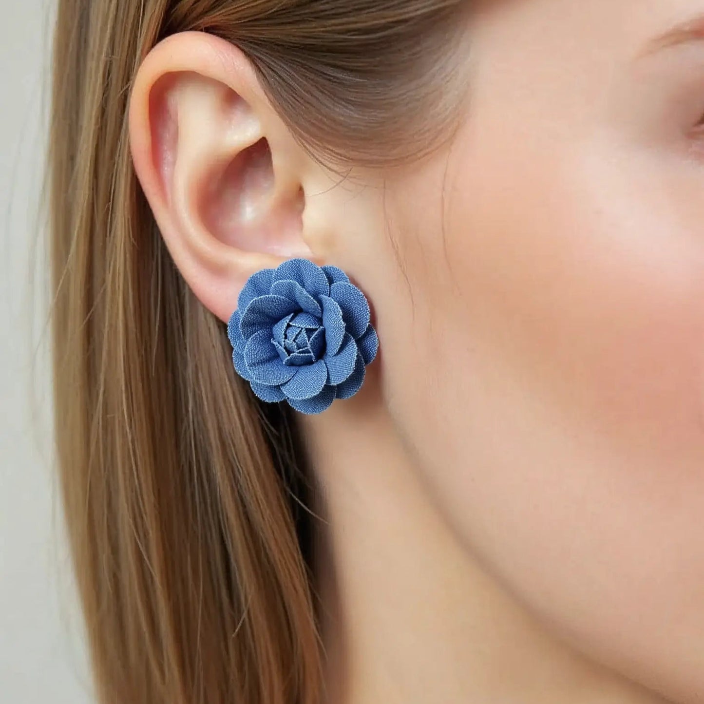 Denim Bloom Flower Earrings