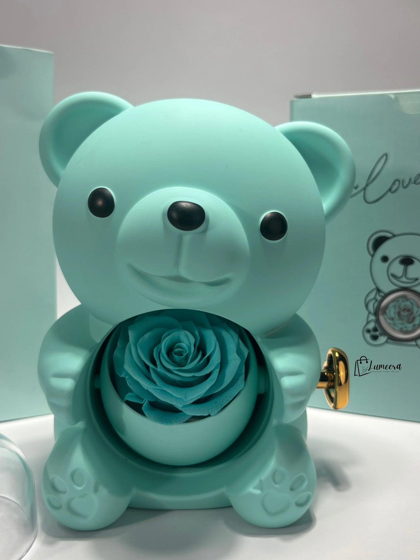 OceanSoul Teddy Bear Preserved Flower Jewellery Gift Box