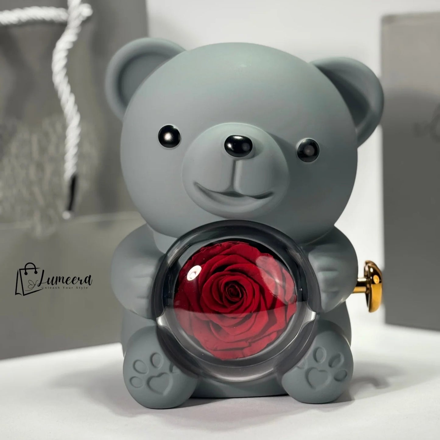 Eternal Romance Bear Preserved Flower Jewellery Gift Box