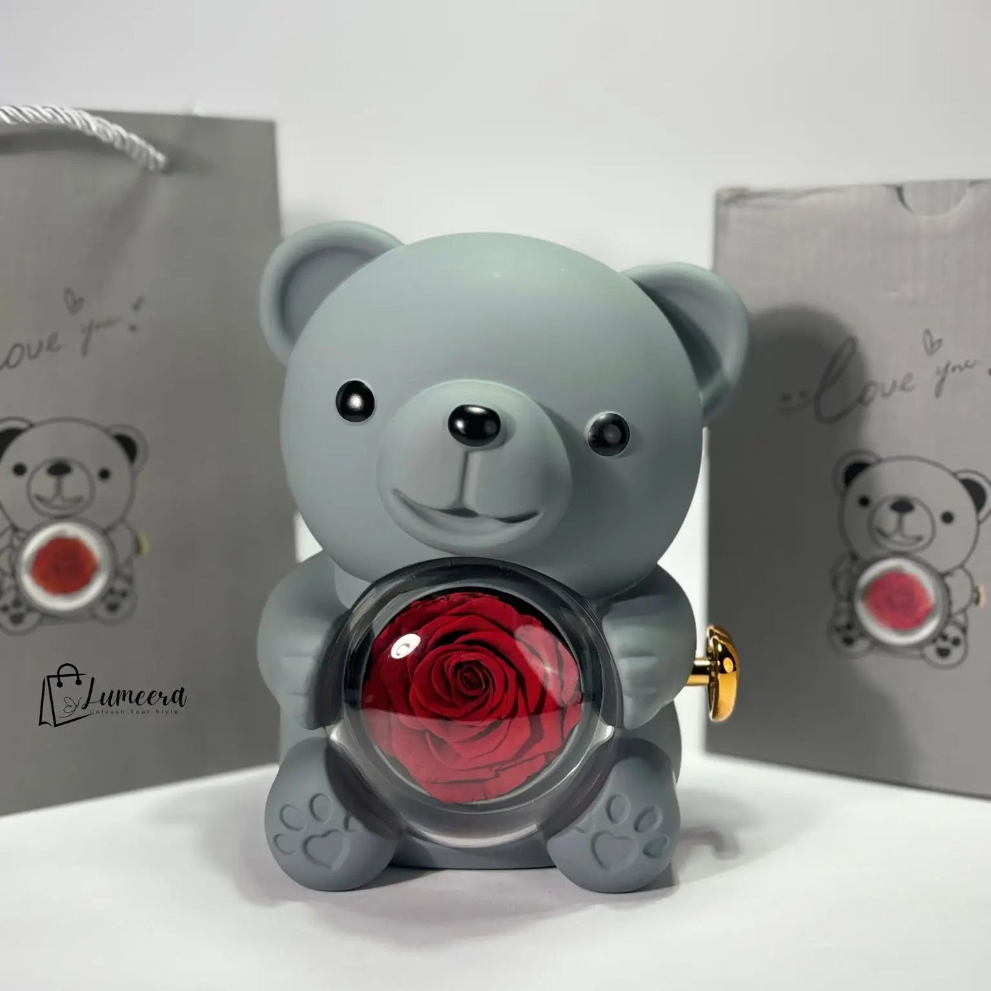 Eternal Romance Bear Preserved Flower Jewellery Gift Box