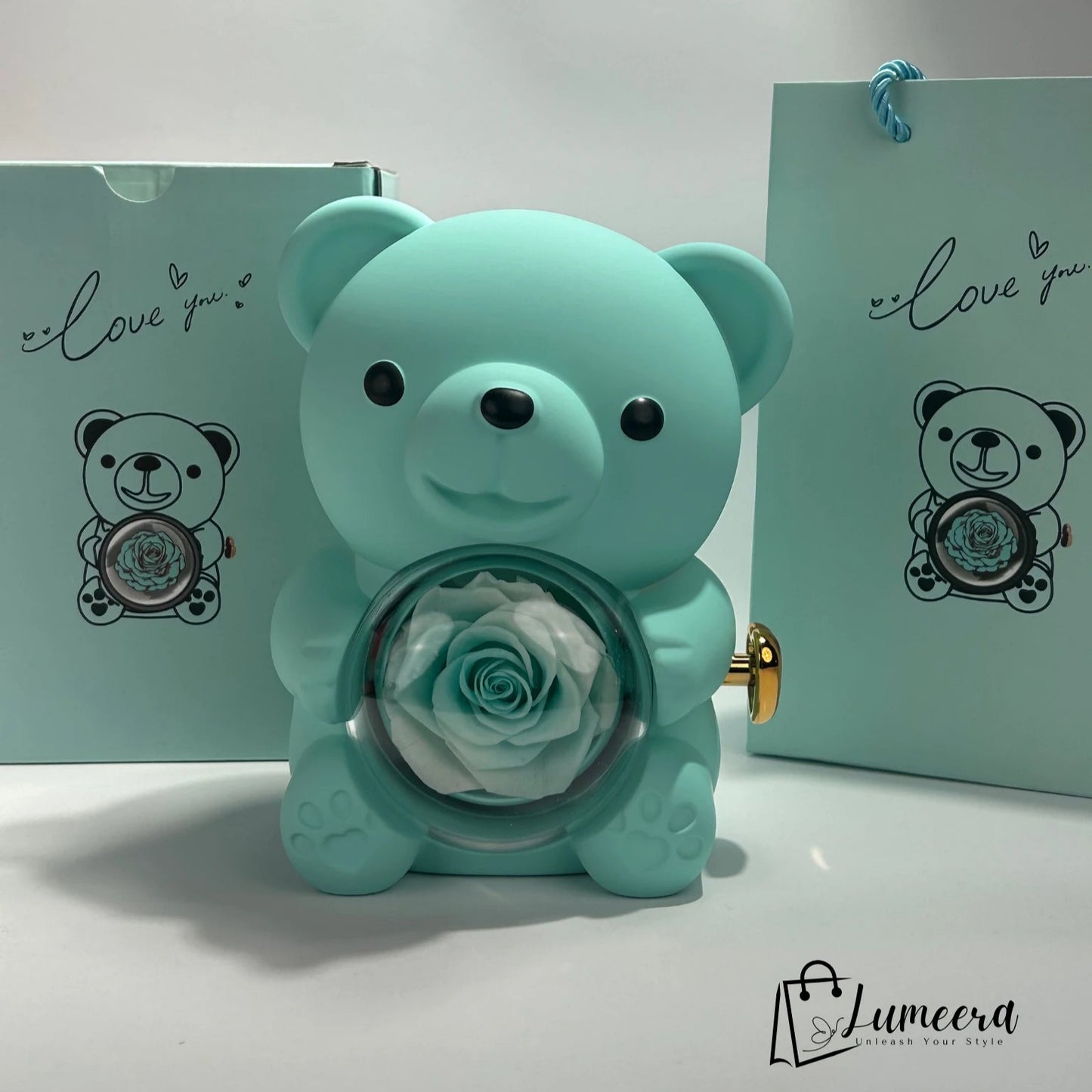 Lumie Teddy Bear Preserved Flower Jewellery Gift Box