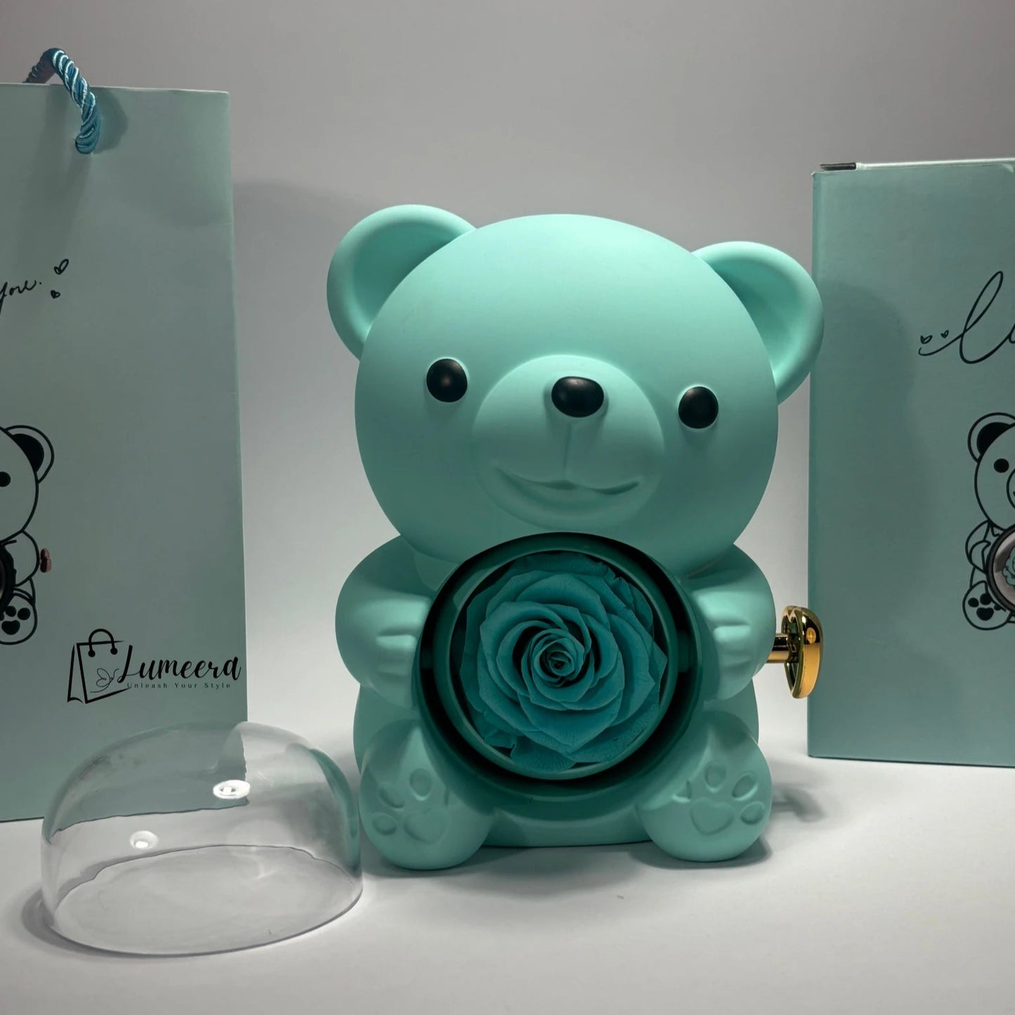 OceanSoul Teddy Bear Preserved Flower Jewellery Gift Box