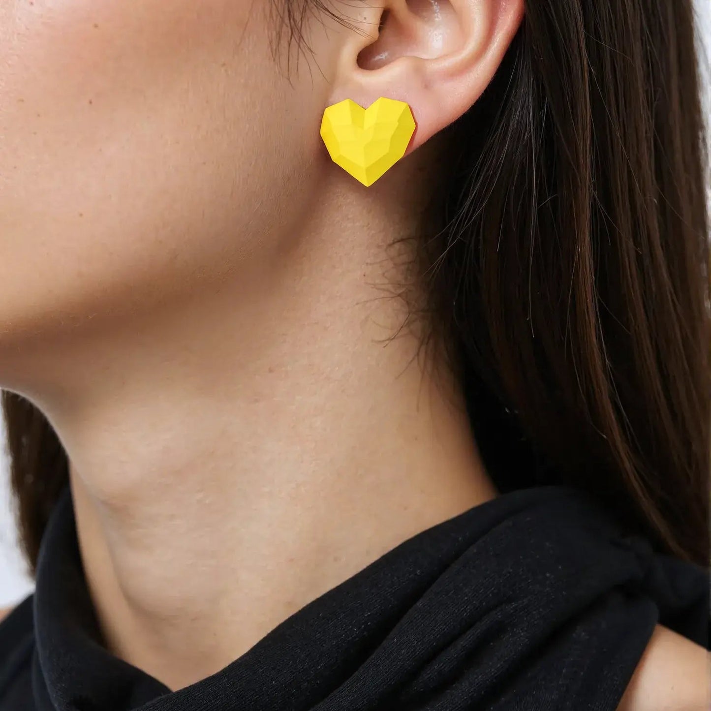 Heart Stud Yellow Earrings
