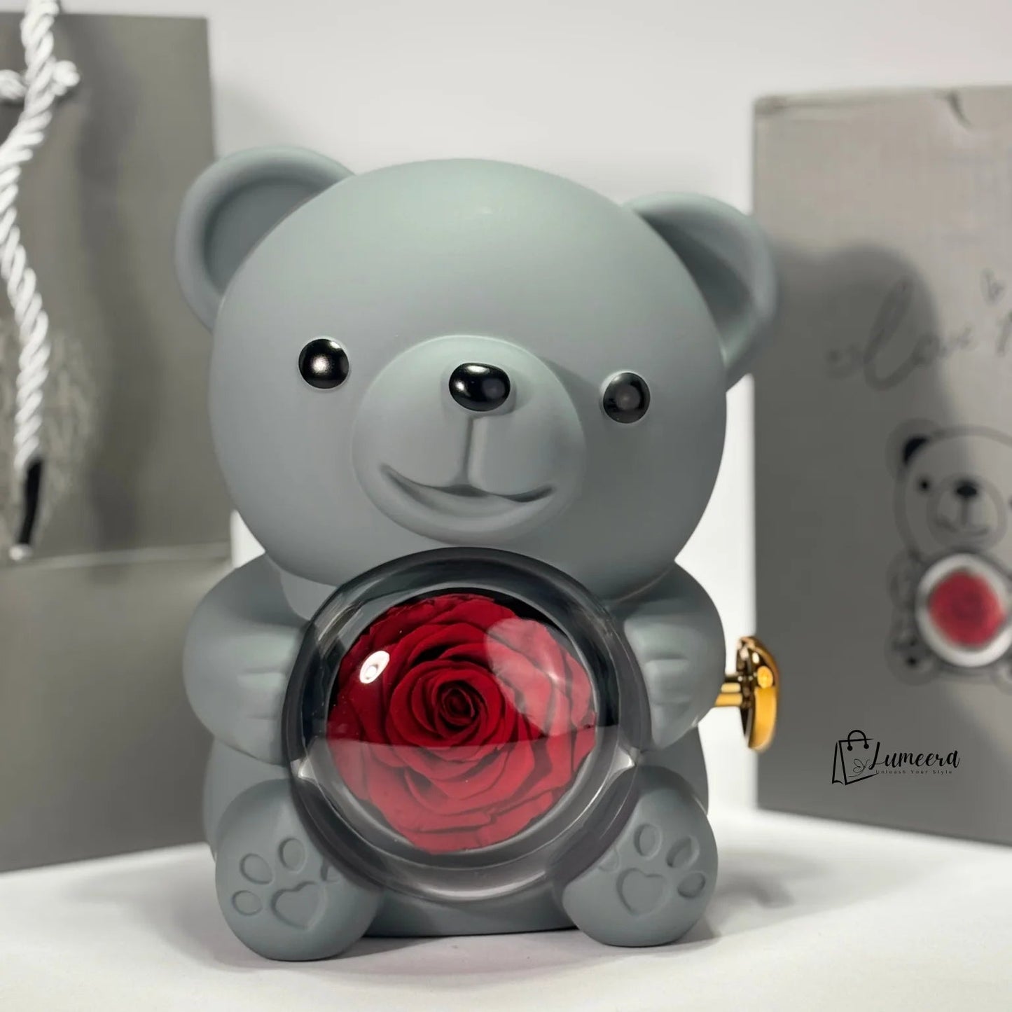 Eternal Romance Bear Preserved Flower Jewellery Gift Box
