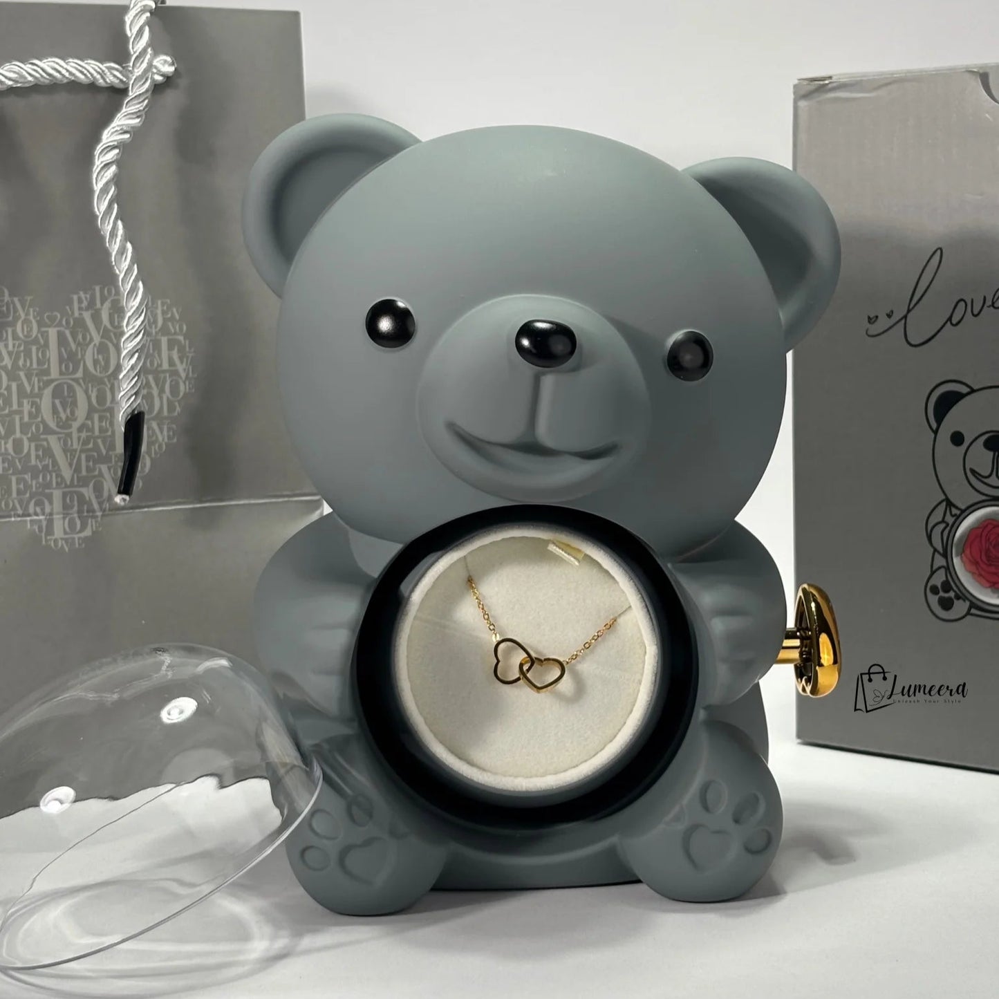 Eternal Romance Bear Preserved Flower Jewellery Gift Box