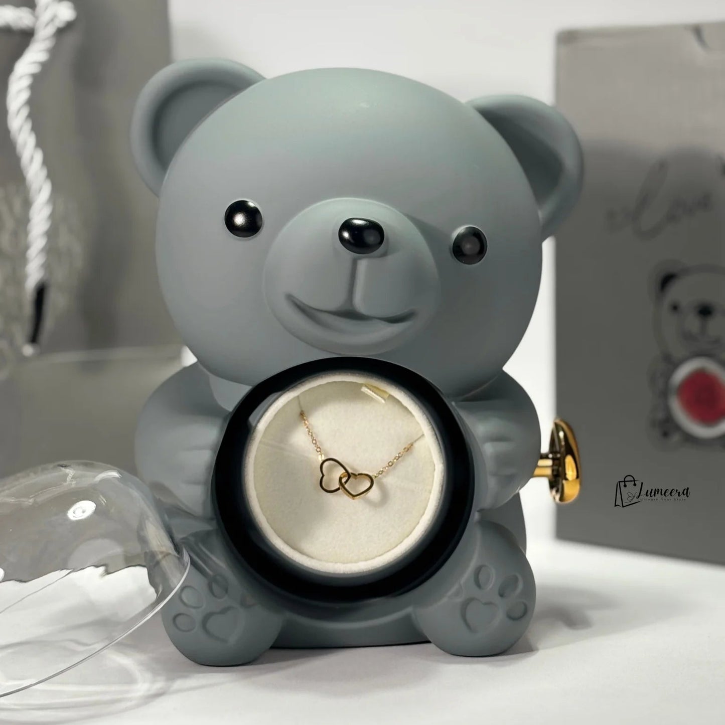 Eternal Romance Bear Preserved Flower Jewellery Gift Box