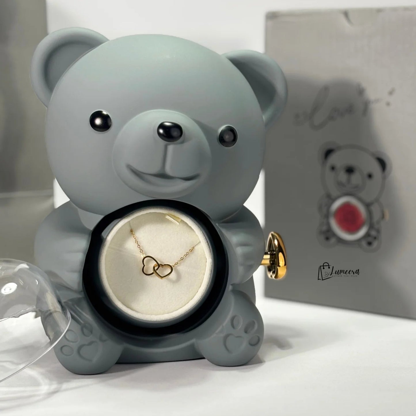 Eternal Romance Bear Preserved Flower Jewellery Gift Box