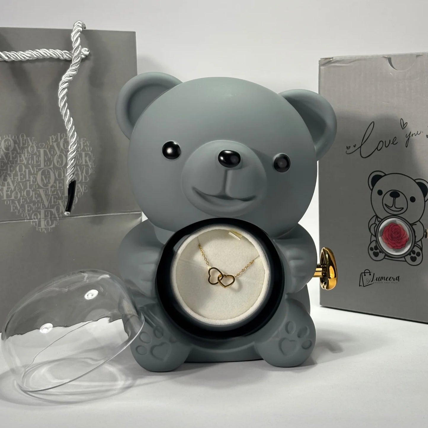 Eternal Romance Bear Preserved Flower Jewellery Gift Box