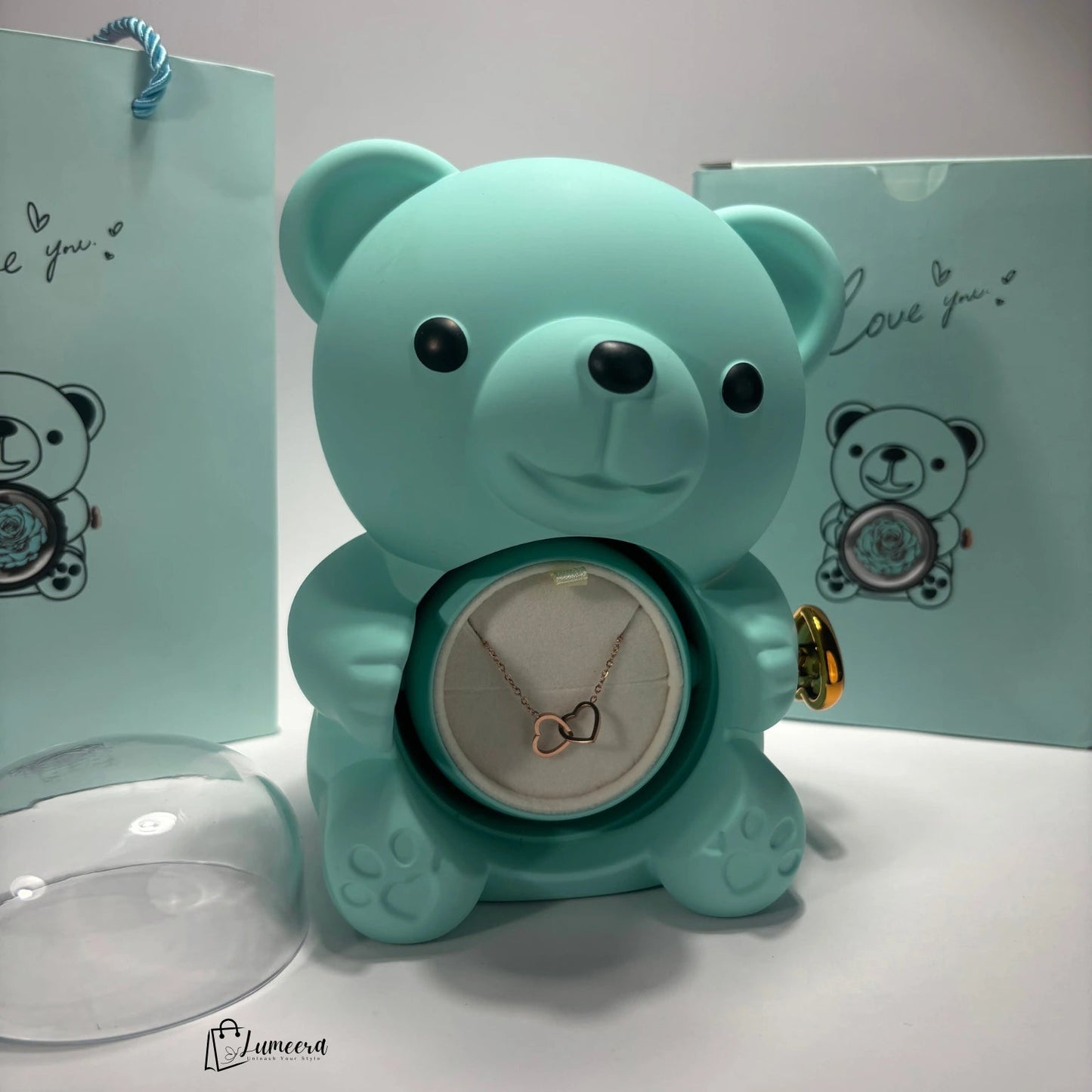 OceanSoul Teddy Bear Preserved Flower Jewellery Gift Box