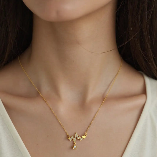 Golden Heartbeat Pendant Necklace