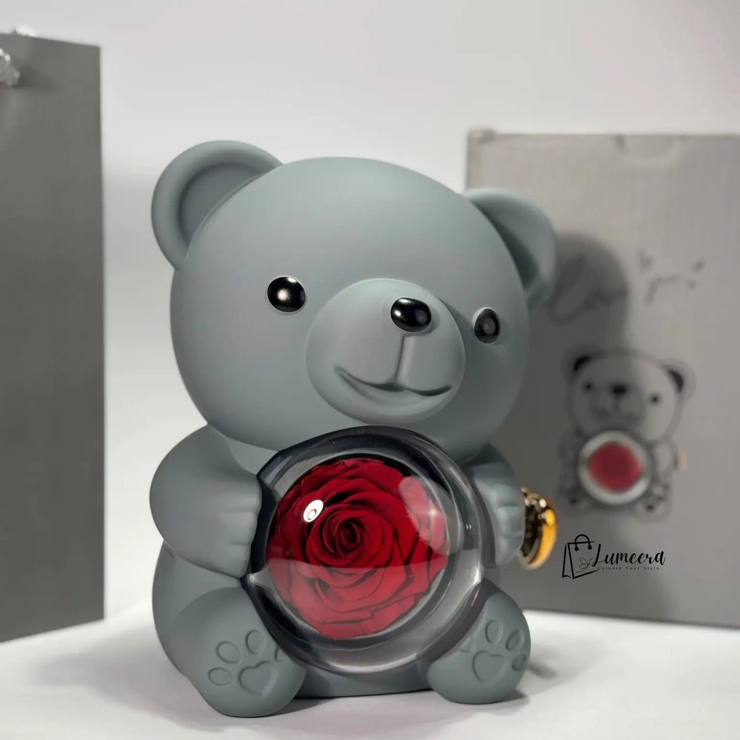 Eternal Romance Bear Preserved Flower Jewellery Gift Box