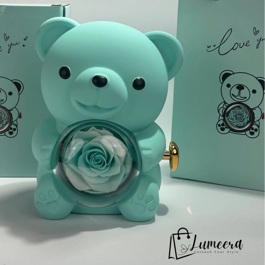 Lumie Teddy Bear Preserved Flower Jewellery Gift Box