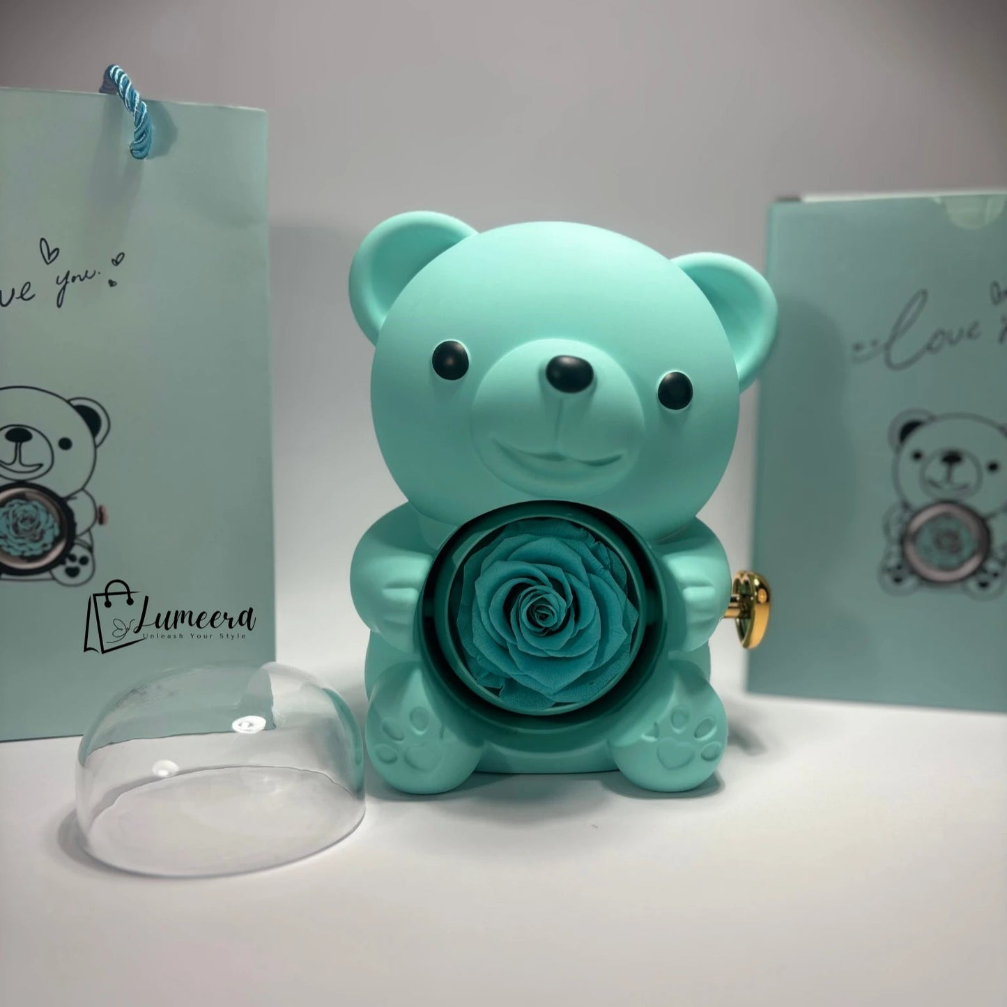 OceanSoul Teddy Bear Preserved Flower Jewellery Gift Box