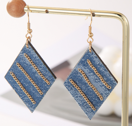 Denim Charm Earrigs