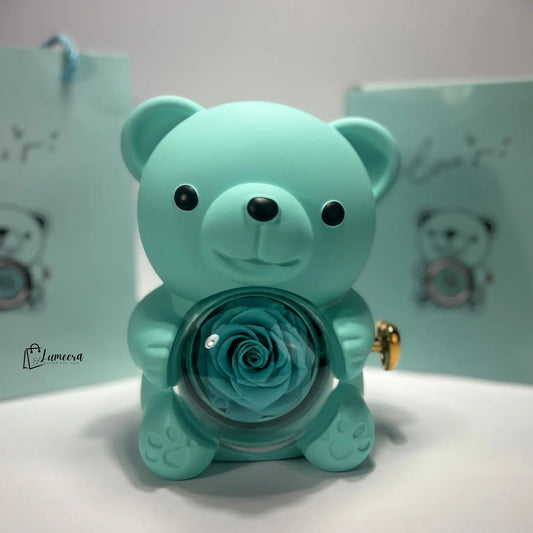 OceanSoul Teddy Bear Preserved Flower Jewellery Gift Box