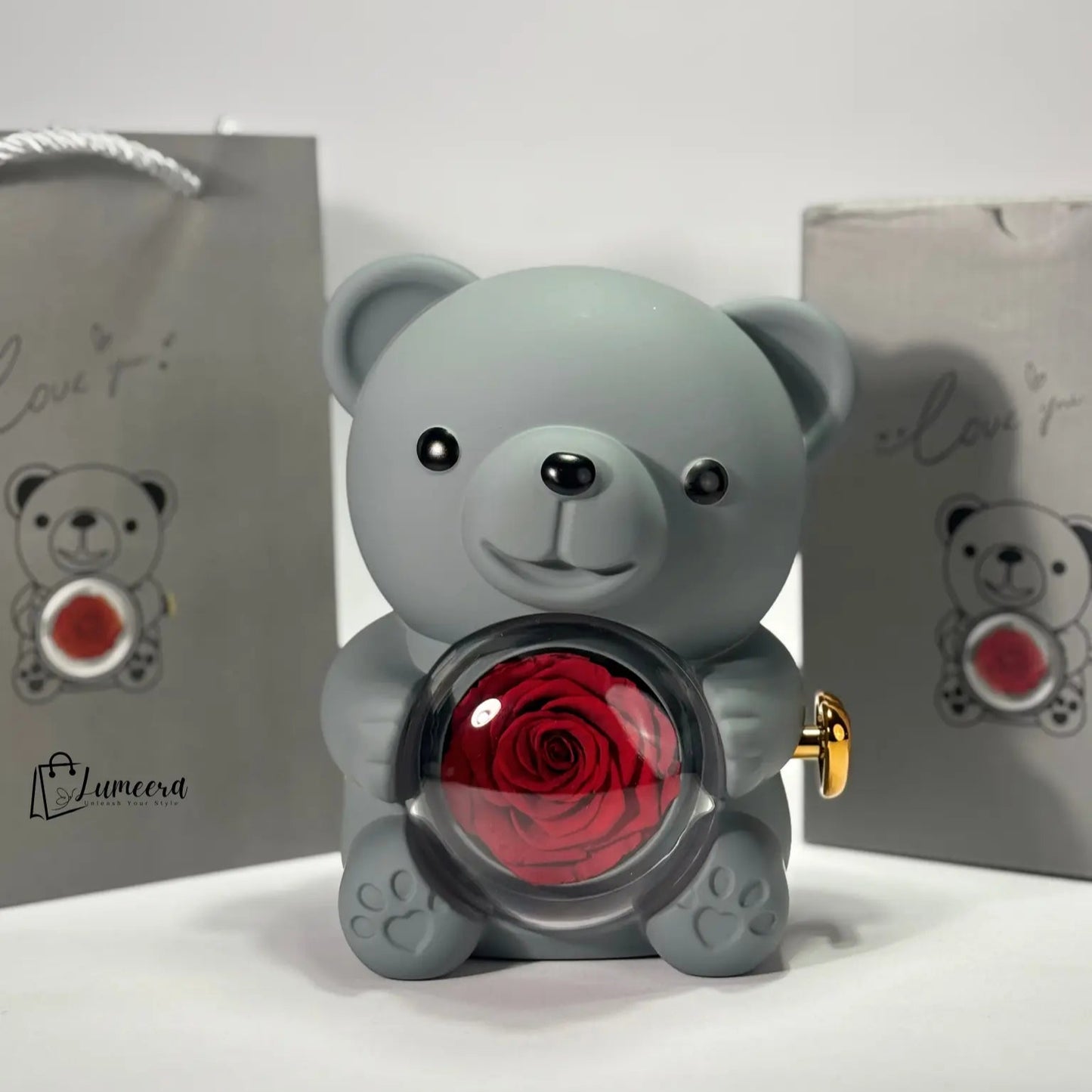 Eternal Romance Bear Preserved Flower Jewellery Gift Box