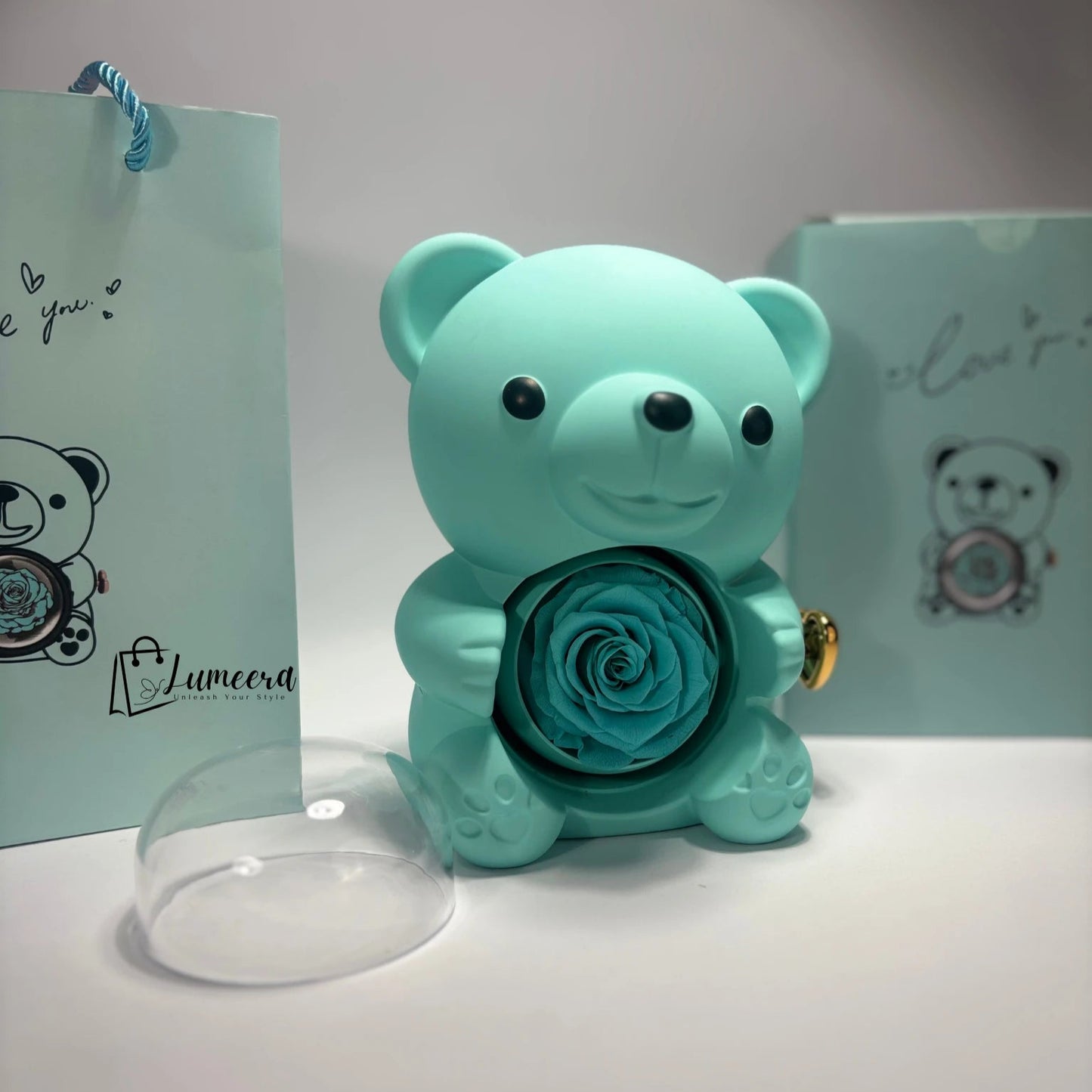 OceanSoul Teddy Bear Preserved Flower Jewellery Gift Box