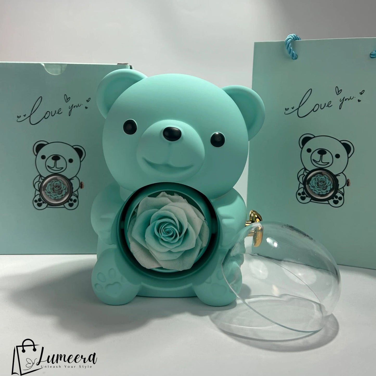 Lumie Teddy Bear Preserved Flower Jewellery Gift Box