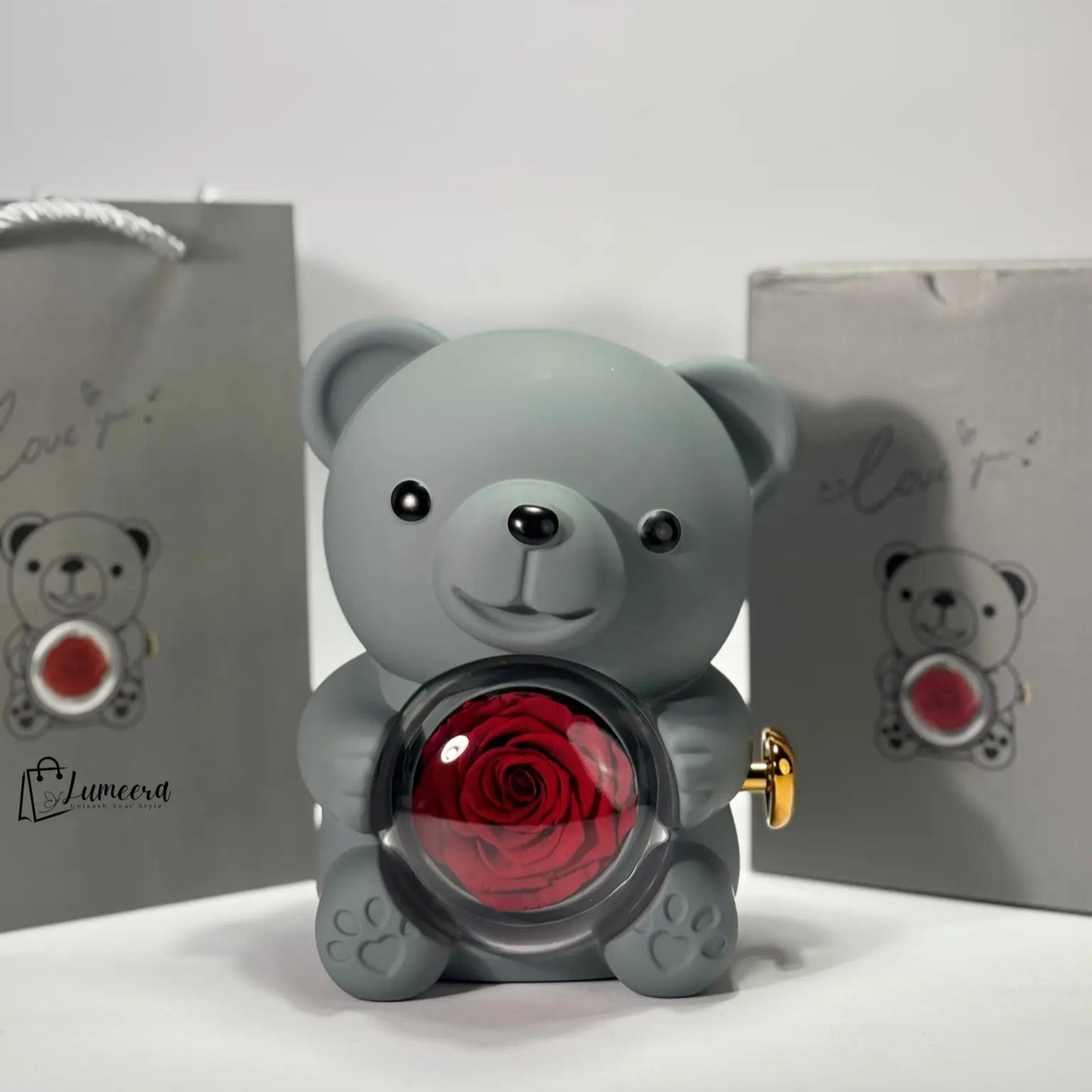 Eternal Romance Bear Preserved Flower Jewellery Gift Box