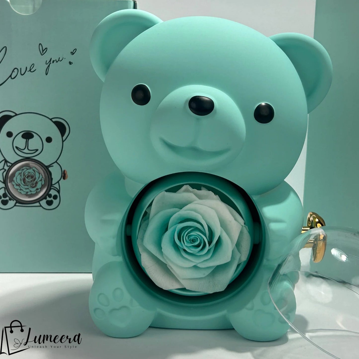 Lumie Teddy Bear Preserved Flower Jewellery Gift Box