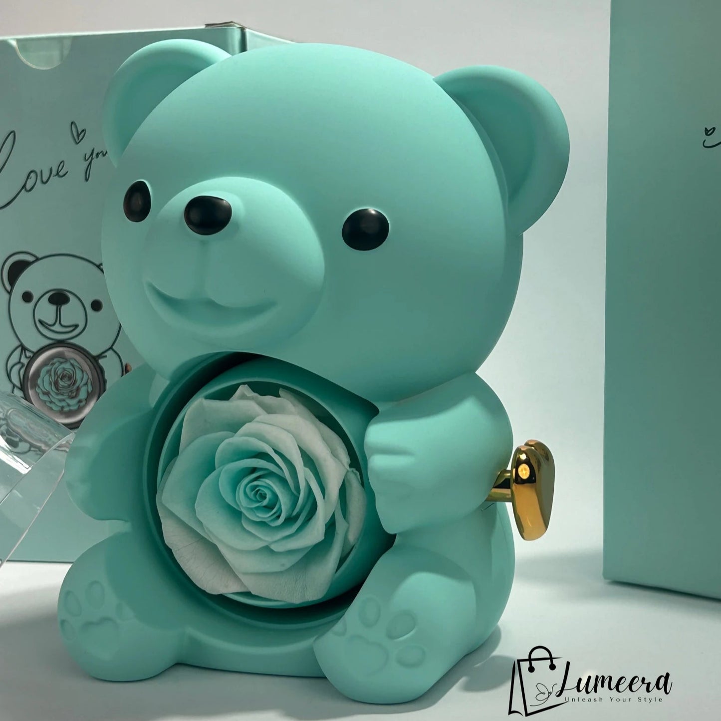 Lumie Teddy Bear Preserved Flower Jewellery Gift Box