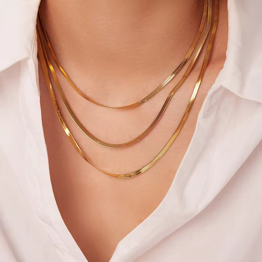Golden Snake Herringbone Chain
