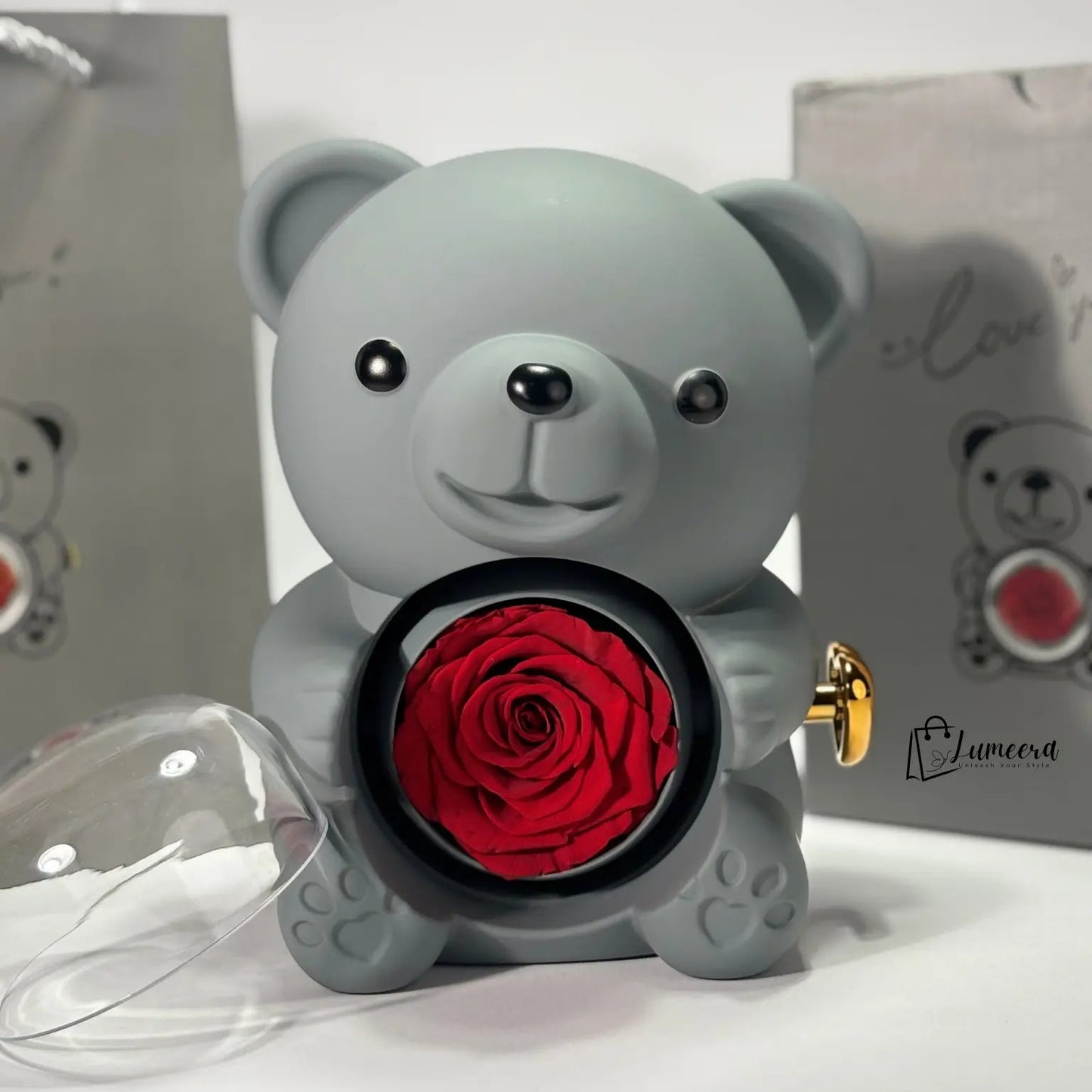 Eternal Romance Bear Preserved Flower Jewellery Gift Box