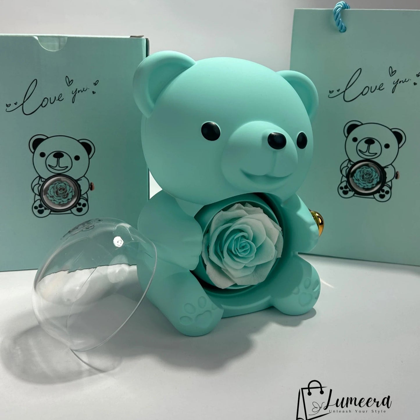 Lumie Teddy Bear Preserved Flower Jewellery Gift Box