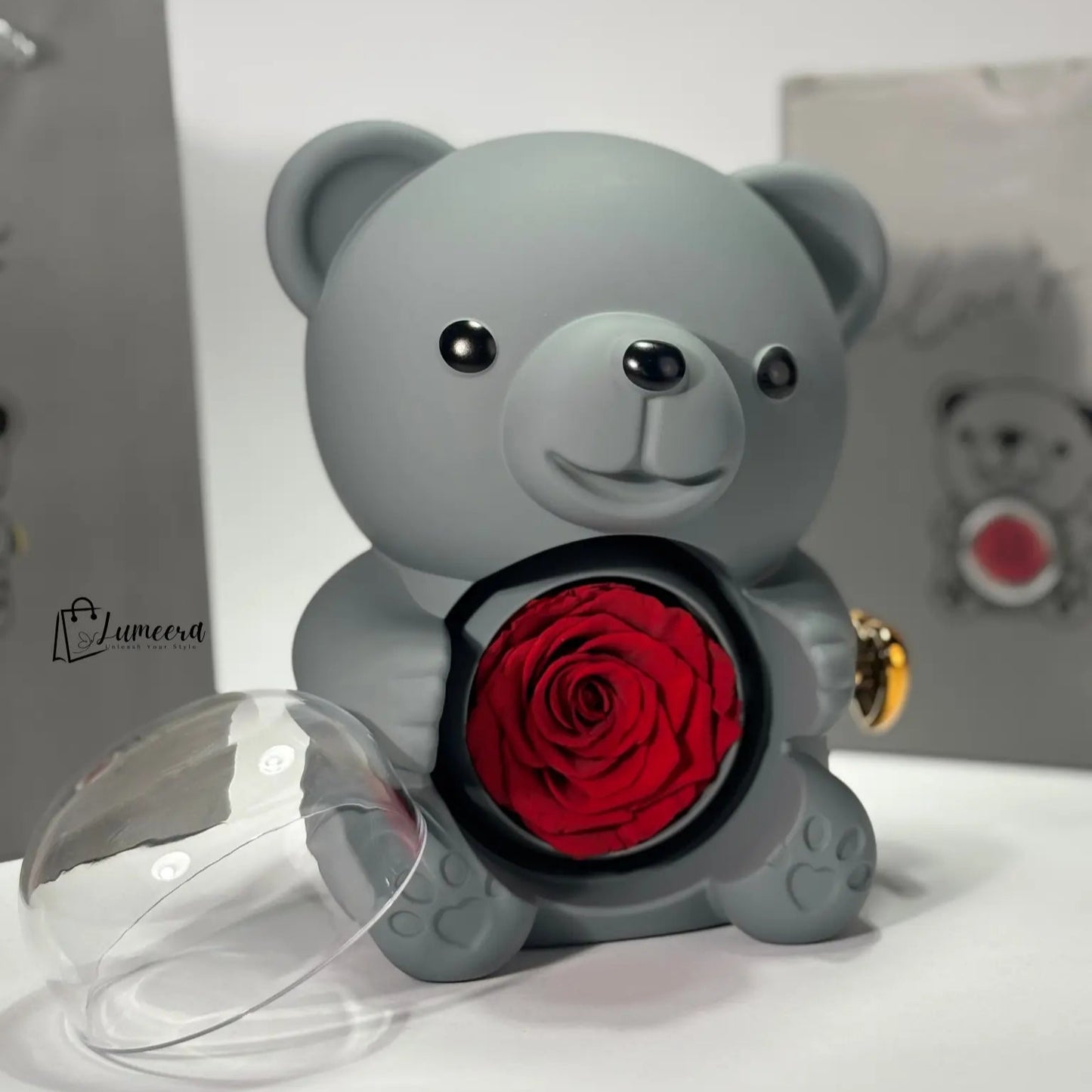 Eternal Romance Bear Preserved Flower Jewellery Gift Box