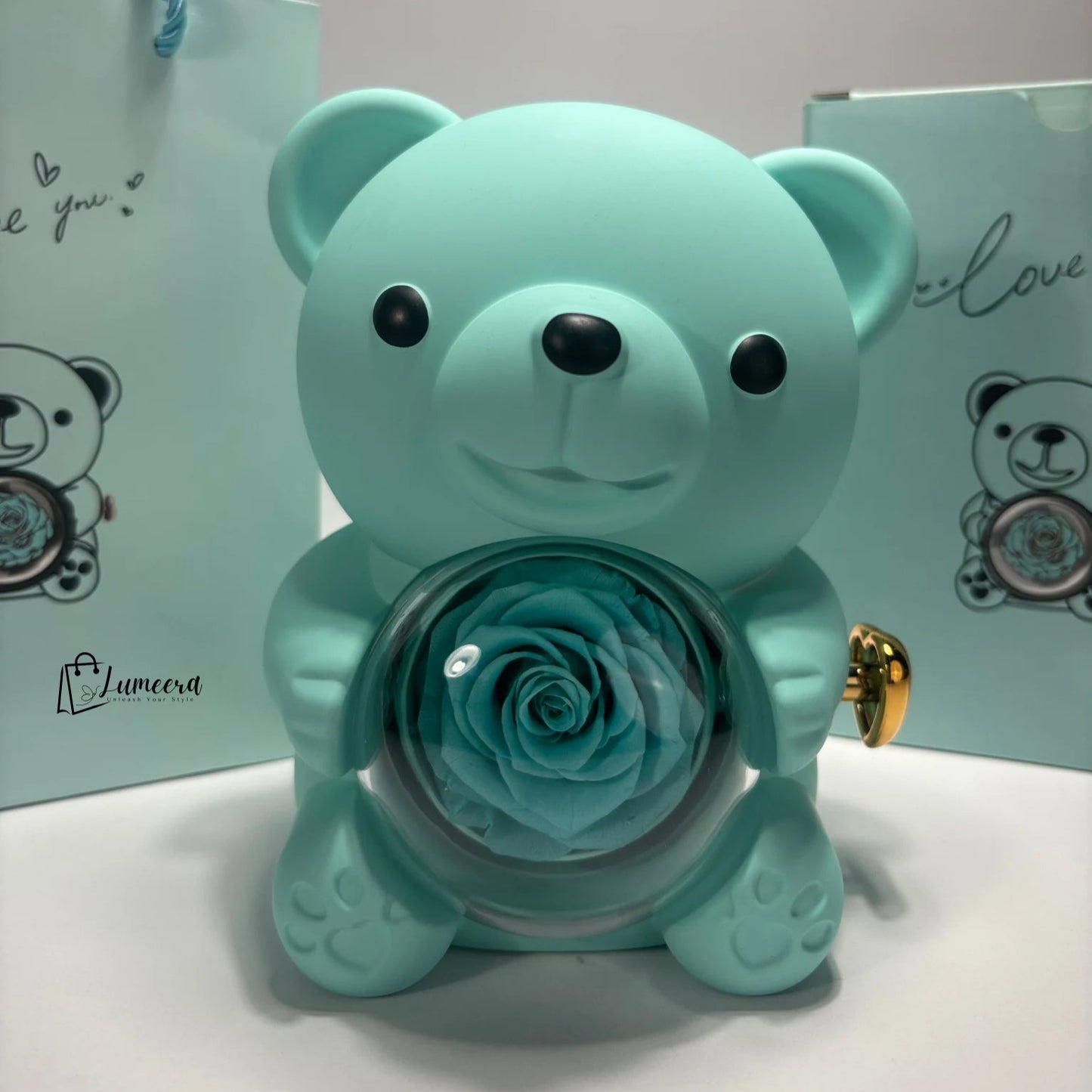 OceanSoul Teddy Bear Preserved Flower Jewellery Gift Box