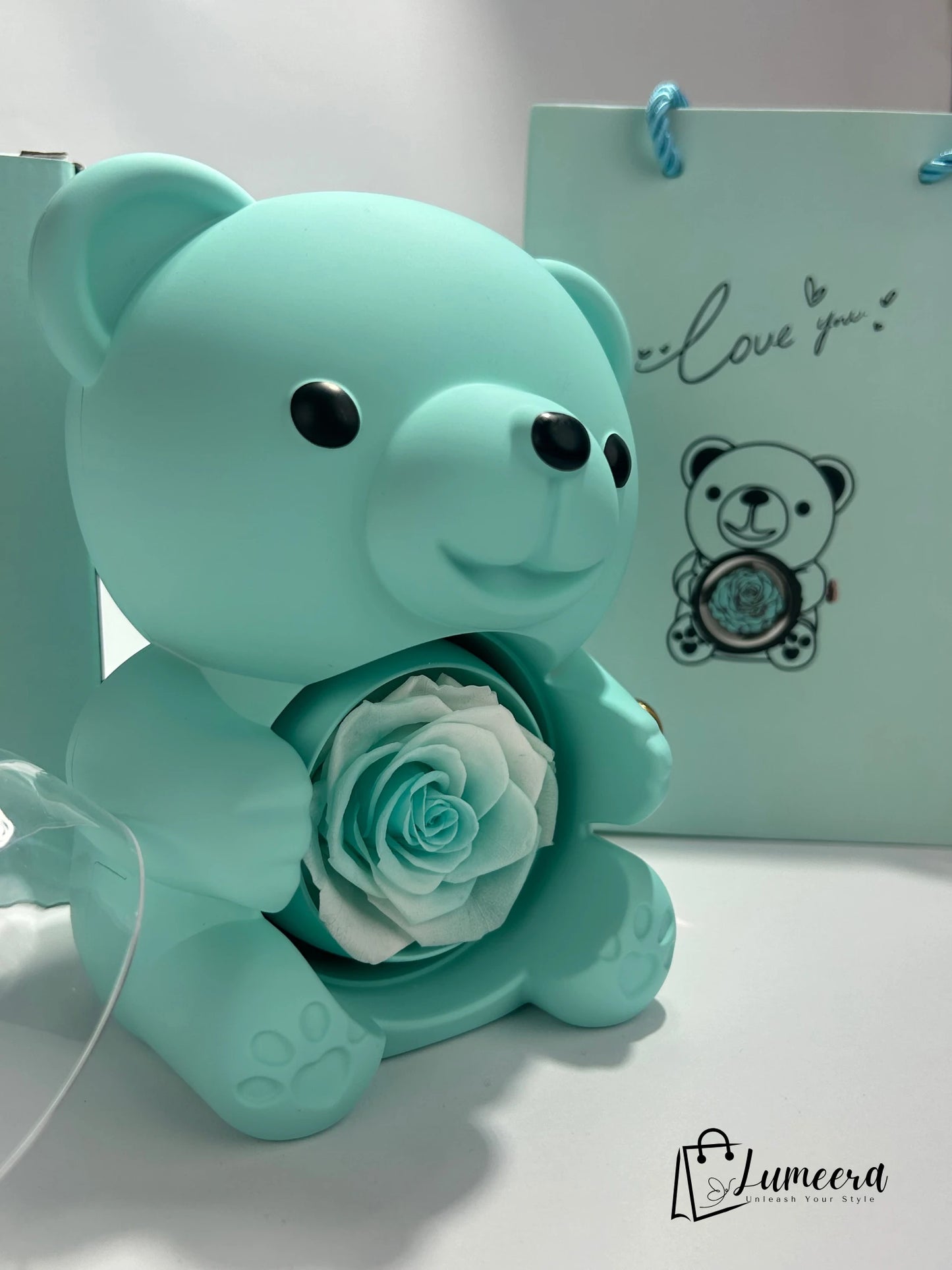 Lumie Teddy Bear Preserved Flower Jewellery Gift Box