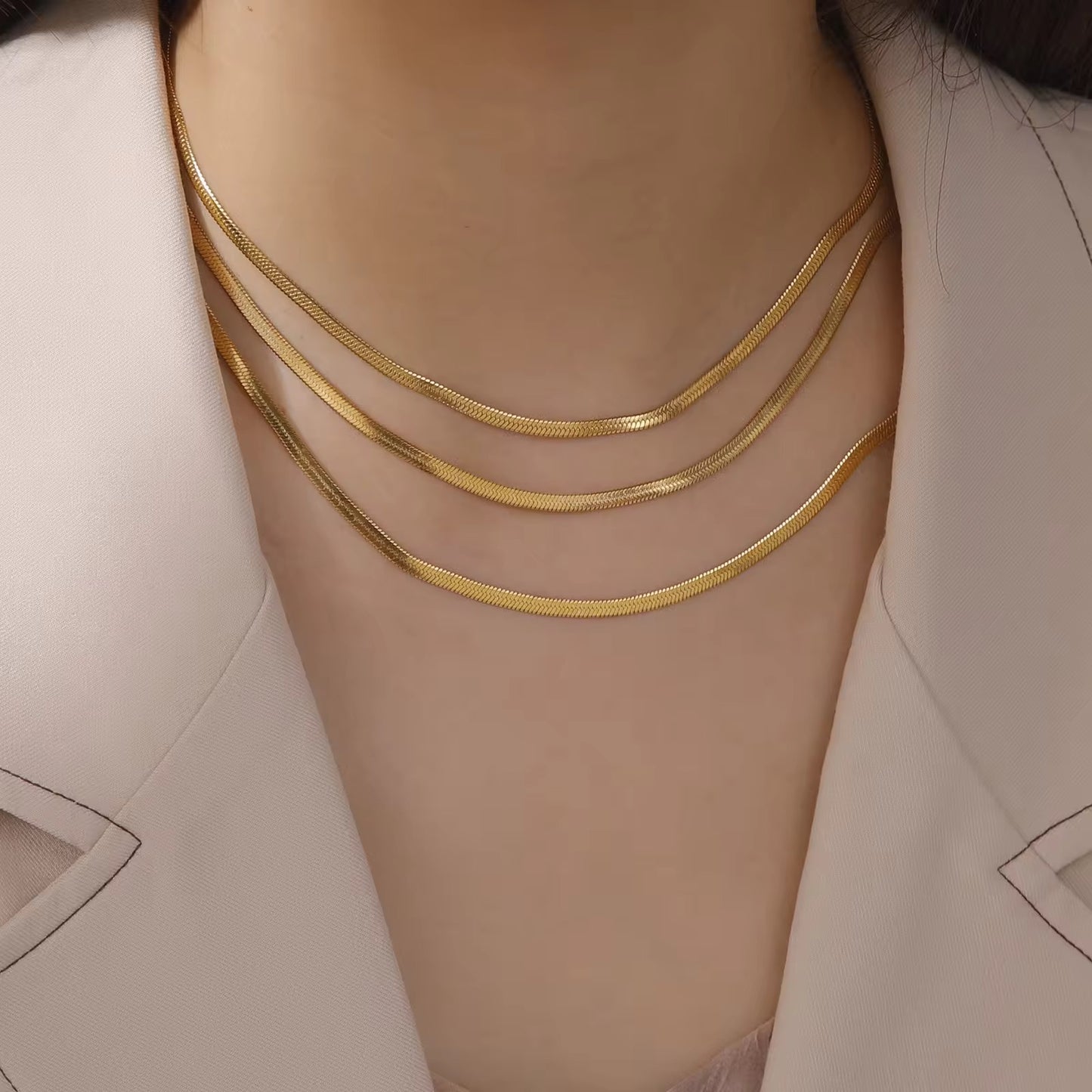 Golden Snake Herringbone Chain