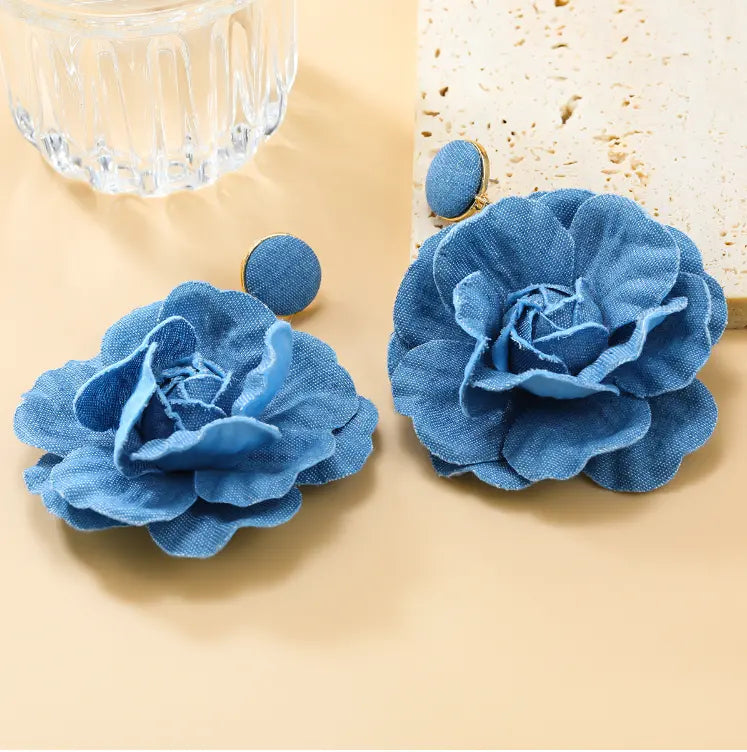 Indigo Petals Denim Earrings