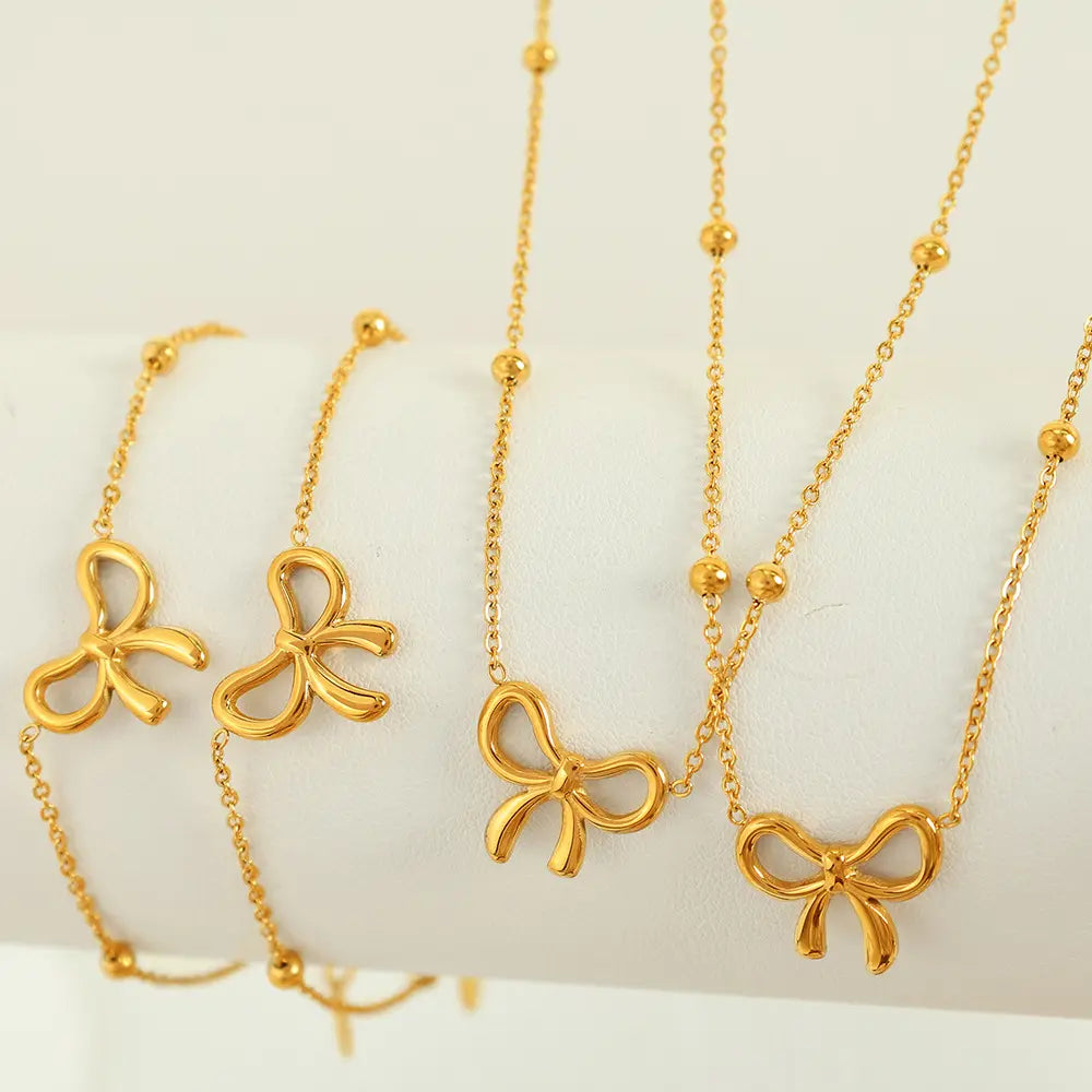 Golden Bow Elegance Jewelry Set
