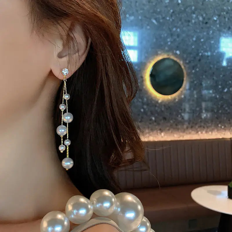 Moonlit Pearl Waterfall Earrings