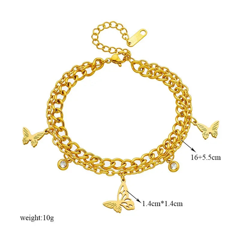 Layered Butterfly Charm Bracelet