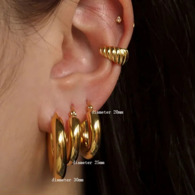 Golden Orbit Hoops Earrings