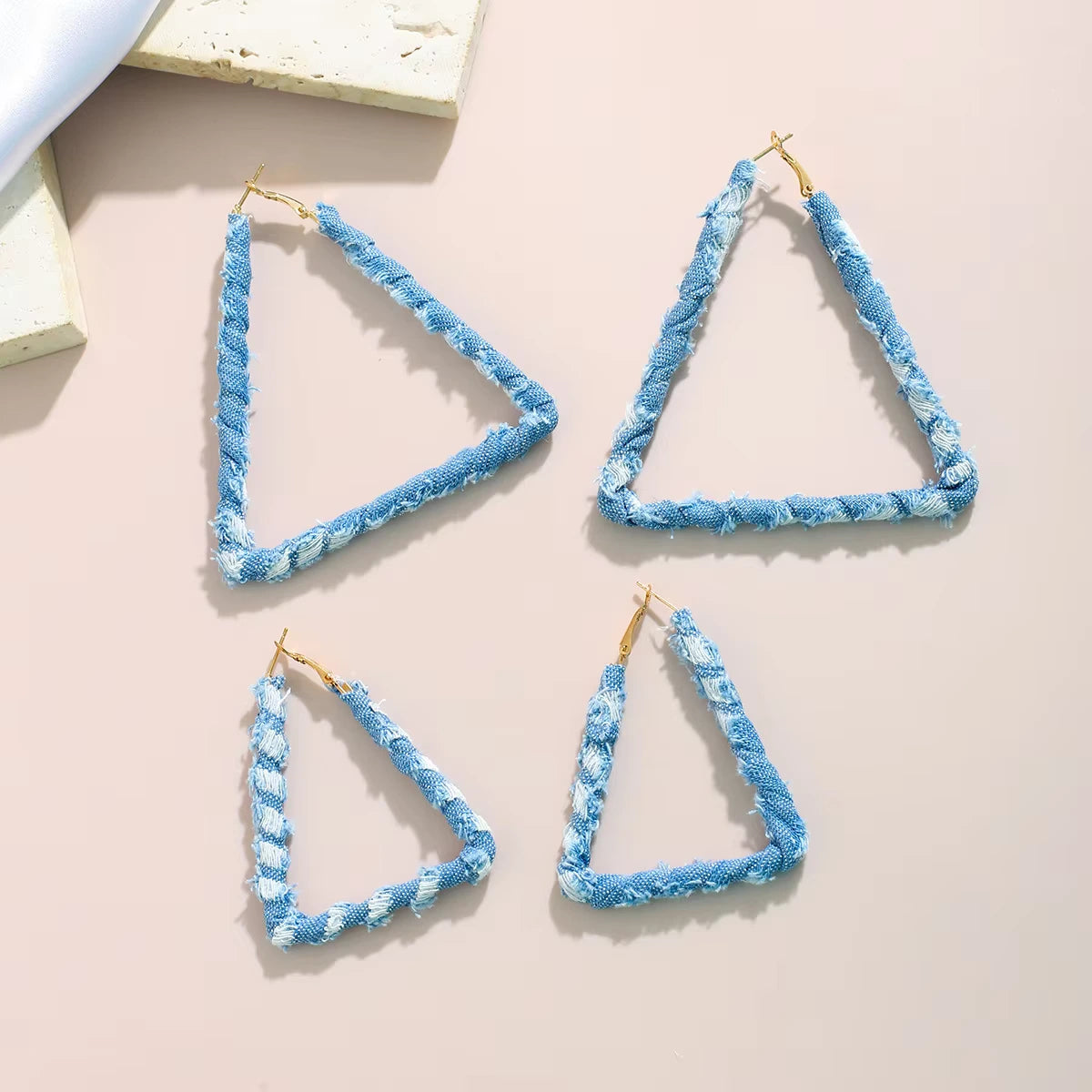 Denim Peak Hoops Earrings