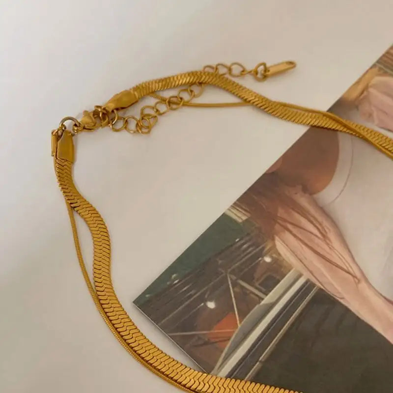 Golden Luxe Double Layered Snake Chain Necklace